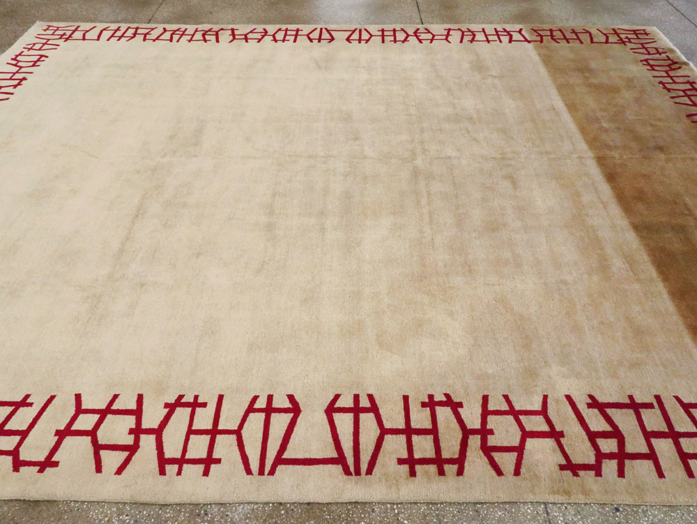 Vintage Persian Amoghli Mashad Modernist Carpet, No.14536 - Galerie Shabab