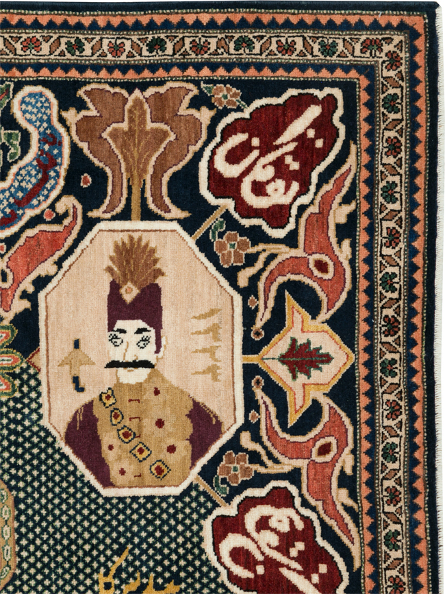 Vintage Persian Tabriz Pictorial Rug, No. 28321