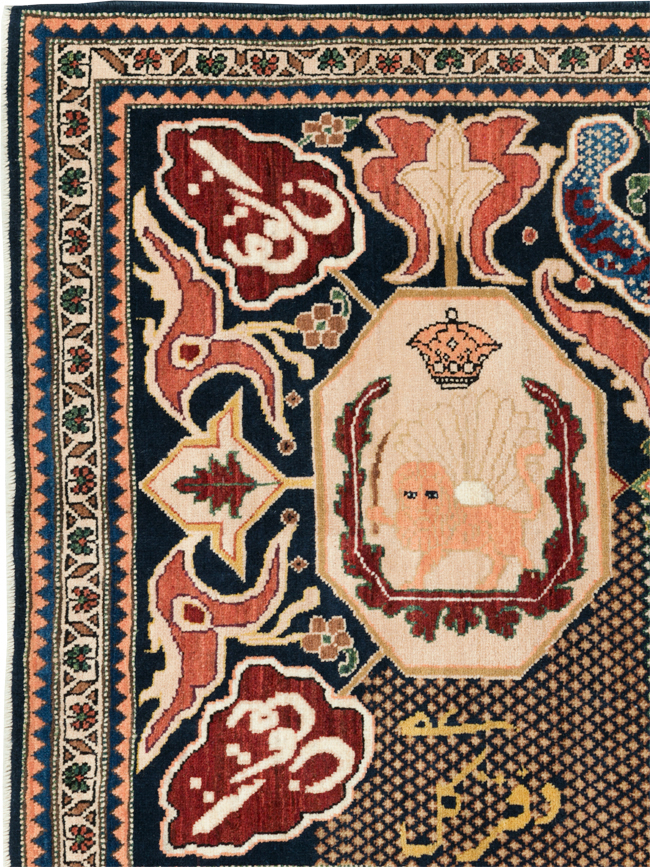 Vintage Persian Tabriz Pictorial Rug, No. 28321