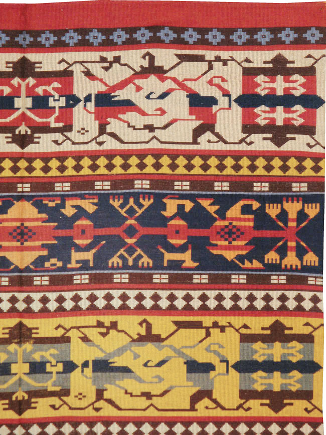 Vintage European Kilim Gallery Carpet, No.9108 - Galerie Shabab